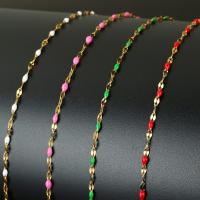 Κοσμήματα από ανοξείδωτο χάλυβα αλυσίδα, Από ανοξείδωτο χάλυβα, με πλαστικό καρούλι, χρώμα επίχρυσο, περισσότερα χρώματα για την επιλογή, 10x2mm, Περίπου 10m/spool, Sold Με spool