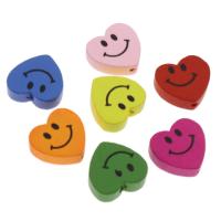 Wood Beads, Flat Heart, stoving varnish, Random Color, 18mm, Hole:Approx 1.5mm, 580PCs/Bag, Sold By Bag