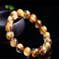 quartz rutile bracelet, Rond, unisexe & normes différentes pour le choix, doré, Vendu par Environ 7.5 pouce brin
