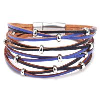 Faux cuir bracelet, avec alliage de zinc, Placage, pour femme & à fils multiples, plus de couleurs à choisir, 190x35mm, Vendu par PC
