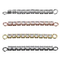 Brass Jewelry Connector, plated, micro pave cubic zirconia & 1/1 loop, more colors for choice, nickel, lead & cadmium free, 42x3x3mm, Hole:Approx 2.5mm, 10PCs/PC, Sold By PC