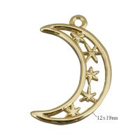 Brass Jewelry Pendants, Moon, real gold plated, nickel, lead & cadmium free, 12x19x1.50mm, Hole:Approx 1.5mm, 10PCs/Lot, Sold By Lot
