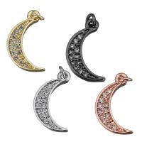 Cubic Zirconia Micro Pave Brass Pendant, Moon, plated, micro pave cubic zirconia, more colors for choice, nickel, lead & cadmium free, 8x14.50x2mm, Hole:Approx 1.5mm, 10PCs/Lot, Sold By Lot