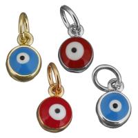 Brass Pendant, Flat Round, plated, evil eye pattern & enamel, more colors for choice, nickel, lead & cadmium free, 6x8.50x3.50mm, Hole:Approx 3.5mm, 10PCs/PC, Sold By PC