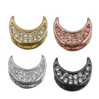 Cubic Zirconia Micro Pave Brass Beads, Moon, plated, micro pave cubic zirconia, more colors for choice, nickel, lead & cadmium free, 9x7.50x4mm, Hole:Approx 5x1.5mm, 10PCs/PC, Sold By PC