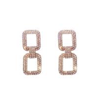 Zinc Alloy Drop Earrings stainless steel post pin plated for woman & with rhinestone nickel lead & cadmium free Sold By Pair