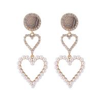 Zinc Alloy Drop Earrings with ABS Plastic Pearl & Cloth stainless steel post pin gold color plated & for woman & with rhinestone nickel lead & cadmium free Sold By Pair
