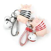 Plastic Key Chain, with Rubber, Pig, Unisex, more colors for choice, 12cm,8cm, Sold By PC