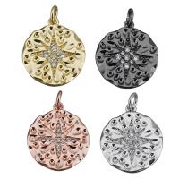 Cubic Zirconia Micro Pave Brass Pendant Flat Round plated micro pave cubic zirconia nickel lead & cadmium free Approx 3mm Sold By PC