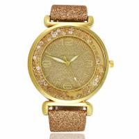 Women Wrist Watch PU Leather with Sequins & Glass Chinese watch movement for woman & with rhinestone gold color plated Approx 9.4 Inch  Sold By PC