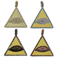 Cubic Zirconia Micro Pave Brass Pendant, Triangle, plated, micro pave cubic zirconia, more colors for choice, nickel, lead & cadmium free, 30x29x3mm, Hole:Approx 3.5x4.5mm, 10PCs/PC, Sold By PC