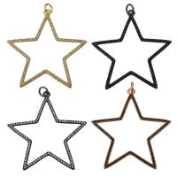 Cubic Zirconia Micro Pave Brass Pendant, Star, plated, micro pave cubic zirconia, more colors for choice, nickel, lead & cadmium free, 42x43x3mm, Hole:Approx 4mm, 10PCs/PC, Sold By PC