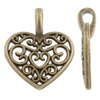 Tibetan Style Heart Pendants, Flat Heart, plated, hollow, more colors for choice, nickel, lead & cadmium free, 14.50x18x4mm, Hole:Approx 3x1.5mm, Approx 1420PCs/KG, Sold By KG