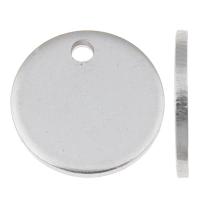 Stainless Steel Tag Charm, Coin, original color, 13x1mm, Hole:Approx 1mm, 50PCs/Bag, Sold By Bag