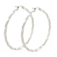 Stainless Steel Hoop Earring, for woman, original color, 45x2.40x49mm, Sold By Pair