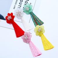 Tibetan Style Tassel Earring, with Cotton Thread, Flower, for woman & with rhinestone, more colors for choice, nickel, lead & cadmium free, 85x35mm, Sold By Pair