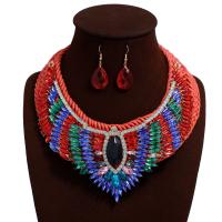 Tibetan Style Jewelry Sets, earring & necklace, with Crystal, plated, for woman, more colors for choice, lead & cadmium free, 80mm,45x30mm, Length:Approx 14.96 Inch, Sold By Set