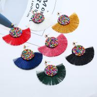 Tibetan Style Tassel Earring, with Cotton Thread & Seedbead, plated, for woman, more colors for choice, lead & cadmium free, 75x80mm, Sold By Pair