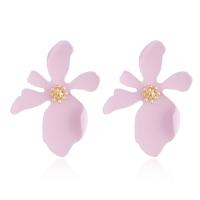Tibetan Style Stud Earring, Flower, gold color plated, Korean style & for woman & with rhinestone, more colors for choice, nickel, lead & cadmium free, 35x49mm, Sold By Pair