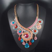 Crystal Tibetan Style Necklace, with Crystal, with 7cm extender chain, plated, twist oval chain & for woman & with rhinestone, more colors for choice, nickel, lead & cadmium free, Sold Per Approx 18.1 Inch Strand