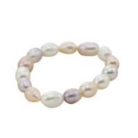 Natural Cultured Freshwater Pearl Jewelry Sets, bracelet & necklace, brass box clasp, Rice, multi-colored, 9mm, Hole:Approx 2-5mm, Length:Approx 15.5 Inch, Approx 7.5 Inch, Sold By Set