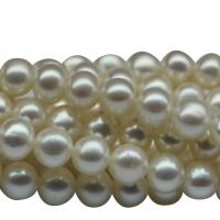 Potatis odlad sötvattenspärla pärlor, Freshwater Pearl, naturlig, vit, 6-7mm, Hål:Ca 0.8mm, Såld Per Ca 15.5 inch Strand