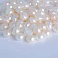 Cultured No Hole Freshwater Pearl Beads Button natural white 6-6.5mm Sold By Bag