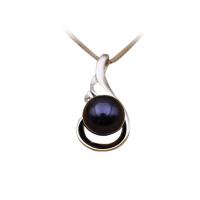 Freshwater Pearl Pendants, with Brass, Potato, black, 9-10mm, Hole:Approx 2-7mm, Sold By PC