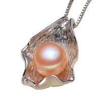 Freshwater Pearl Pendants, with Brass, Button, natural, more colors for choice, 10-11mm, 24x19mm, Hole:Approx 3-5mm, Sold By PC