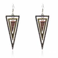Tibetan Style Drop Earrings, Triangle, plated, for woman, nickel, lead & cadmium free, 85x26mmmm, Sold By Pair