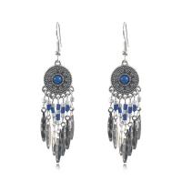 Zinc Alloy Tassel Earring with Seedbead plated for woman nickel lead & cadmium free Sold By Pair