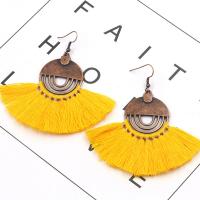 Tibetan Style Tassel Earring, with Caddice, brass earring hook, rose gold color plated, for woman, nickel, lead & cadmium free, 80x30mm, Sold By Pair