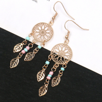 Tibetan Style Drop Earrings, rose gold color plated, for woman, nickel, lead & cadmium free, 71x18mm, Sold By Pair