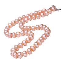 Natural Freshwater Pearl Necklace, brass lobster clasp, with 5cm extender chain, Dome, more colors for choice, 8-9mm, Sold Per Approx 16.5 Inch Strand