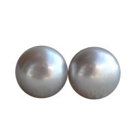 Freshwater Pearl Stud Earring, brass post pin, Button, grey, 7.5-8mm, Sold By Pair