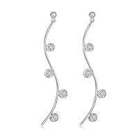 Brass Drop Earring, platinum plated, for woman & with cubic zirconia, nickel, lead & cadmium free, 9x50mm, Sold By Pair
