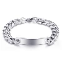 Stainless Steel Jewelry Bracelet, twist oval chain & for man, original color, 11mm, 2.5mm, Sold Per Approx 8.7 Inch Strand