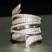 Tibetan Style Finger Ring, platinum color plated, micro pave rhinestone & for woman, nickel, lead & cadmium free, Sold By PC