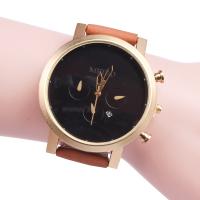 Unisex Wrist Watch, PU Leather, with Alloy & Glass, gold color plated, waterproofless, more colors for choice, 260x50x470mm, Length:Approx 10.2 Inch, Sold By PC