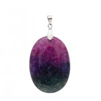 Purple Agate Pendants, with Stainless Steel, platinum color plated, Unisex, 30x45mm, Sold By PC