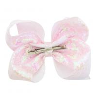Alligator Hair Clip, Cloth, with Sequins, Bowknot, Girl, more colors for choice, 200x56mm, Sold By Bag