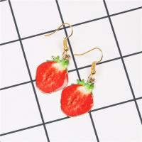 Zinc Alloy Drop Earrings Strawberry plated & for woman & enamel red nickel lead & cadmium free Sold Per Approx 1.6 Inch Strand