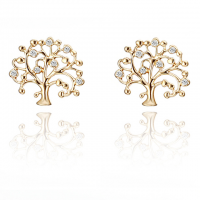 Brass Earring, Tree, plated, different styles for choice & for woman & with rhinestone, more colors for choice, nickel, lead & cadmium free, 18x16mm, Sold By Pair