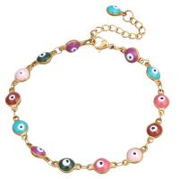 Brass Bracelet, with 5.5cm extender chain, Evil Eye, gold color plated, Unisex & bar chain & enamel, more colors for choice, lead & cadmium free, 6x11x3mm, Sold Per Approx 6.5 Inch Strand