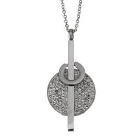 Stainless Steel Jewelry Necklace, with Rhinestone Clay Pave, for woman, original color, 22x48mm,1.5mm, Length:Approx 17 Inch, Sold By Set