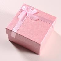 Papir Watch Box, Square, Bæredygtig & med bånd bowknot dekoration, lyserød, 85x80x50mm, Solgt af PC
