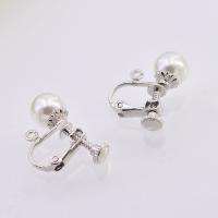 Brass Earring Clip Component with ABS Plastic Pearl plated Unisex nickel lead & cadmium free 8mm Sold By Bag