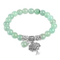 Natural Stone Bracelet, with Alloy, Tree, for woman, 8mm, Sold Per Approx 7.8 Inch Strand