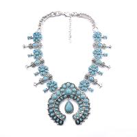 Zinc Alloy Jewelry Necklace with turquoise plated Bohemian style & for woman nickel lead & cadmium free 43cm Sold Per Approx 16.9 Strand