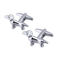 Brass Cufflinks, Dog, Unisex, silver color, nickel, lead & cadmium free, 13x25mm, Sold By PC